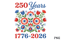 Patriotic Flowers 250 Years 1776-2026 PNG Product Image 1
