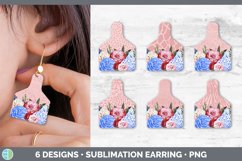 Bundle of six Patriotic Flowers cow tag earrings sublimation designs