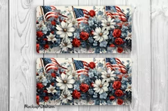 Patriotic License Plate PNG | USA Flags and Flowers Design Product Image 2