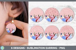 Bundle of six Patriotic Flowers round earrings sublimation designs.