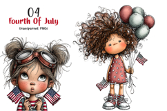 Patriotic 4th Of July Quirky Girls Clipart Product Image 1