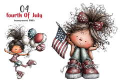 Patriotic 4th Of July Quirky Girls Clipart Product Image 1
