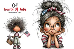 Patriotic 4th Of July Quirky Girls Clipart Product Image 1
