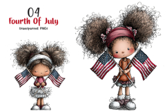 Patriotic 4th Of July Quirky Girls Clipart Product Image 1