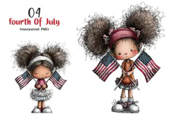 Patriotic 4th Of July Quirky Girls Clipart Product Image 1
