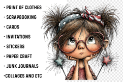 Patriotic 4th Of July Quirky Girls Clipart Product Image 2