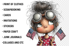 Patriotic 4th Of July Quirky Girls Clipart Product Image 2
