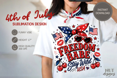 Patriotic t-shirt, 4th of July sublimation Freedom babe USA Product Image 1