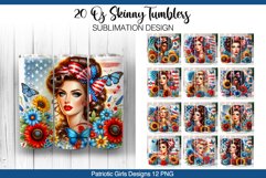 4th of july Patriotic Girls PNG Bundle-20oz Skinny Tumbler Product Image 1