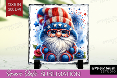 4th Of July Gnome Slate PNG - Patriotic Square Slate Product Image 1