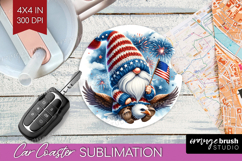 4th Of July Gnome Car Coaster - Patriotic Coaster PNG Product Image 1