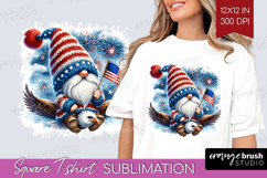 4th Of July Gnome Square Tshirt Background - Patriotic PNG Product Image 1