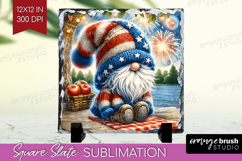 4th Of July Gnome Slate PNG - Patriotic Square Slate Product Image 1