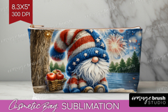 4th Of July Gnome Cosmetic Bag - Patriotic Makeup Bag PNG Product Image 1