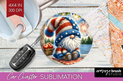 4th Of July Gnome Car Coaster - Patriotic Coaster PNG Product Image 1