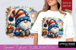 4th Of July Gnome Square Tshirt Background - Patriotic PNG Product Image 1
