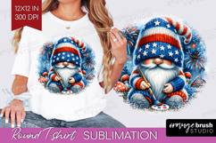 4th Of July Gnome Round Tshirt Background - Patriotic PNG Product Image 1