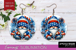 4th Of July Gnome Round Earrings - Patriotic PNG Sublimation Product Image 1