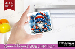 4th Of July Gnome Magnet Sublimation - Patriotic Square PNG Product Image 1