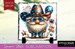 4th Of July Gnome Slate PNG - Patriotic Square Slate Product Image 1