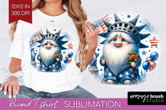 4th Of July Gnome Round Tshirt Background - Patriotic PNG Product Image 1