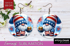 4th Of July Gnome Round Earrings - Patriotic PNG Sublimation Product Image 1