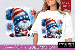 4th Of July Gnome Square Tshirt Background - Patriotic PNG Product Image 1
