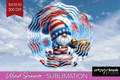 4th Of July Gnome Wind Spinner Sublimation PNG - Patriotic Product Image 1