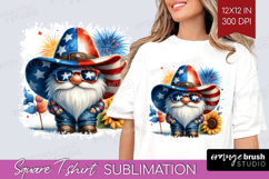 4th Of July Gnome Square Tshirt Background - Patriotic PNG Product Image 1