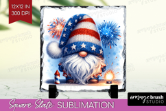 4th Of July Gnome Slate PNG - Patriotic Square Slate Product Image 1