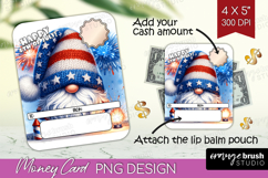 Patriotic Money Card PNG - 4th of July Gnome Money Card Product Image 1
