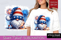 4th Of July Gnome Square Tshirt Background - Patriotic PNG Product Image 1
