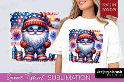 4th Of July Gnome Square Tshirt Background - Patriotic PNG Product Image 1