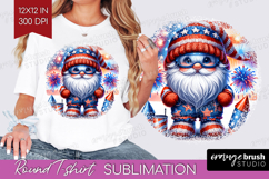 4th Of July Gnome Round Tshirt Background - Patriotic PNG Product Image 1