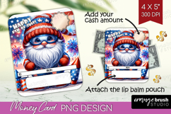 Patriotic Money Card PNG - 4th of July Gnome Money Card Product Image 1