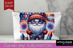 4th Of July Gnome Cosmetic Bag - Patriotic Makeup Bag PNG Product Image 1
