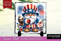 4th Of July Gnome Slate PNG - Patriotic Square Slate Product Image 1
