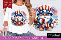 4th Of July Gnome Round Tshirt Background - Patriotic PNG Product Image 1