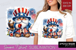 4th Of July Gnome Square Tshirt Background - Patriotic PNG Product Image 1