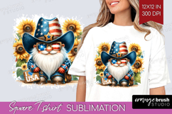 4th Of July Gnome Square Tshirt Background - Patriotic PNG Product Image 1