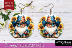 4th Of July Gnome Round Earrings - Patriotic PNG Sublimation Product Image 1