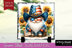 4th Of July Gnome Slate PNG - Patriotic Square Slate Product Image 1