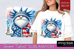 4th Of July Gnome Square Tshirt Background - Patriotic PNG Product Image 1