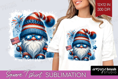 4th Of July Gnome Square Tshirt Background - Patriotic PNG Product Image 1
