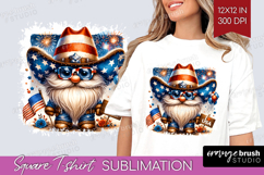 4th Of July Gnome Square Tshirt Background - Patriotic PNG Product Image 1