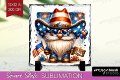 4th Of July Gnome Slate PNG - Patriotic Square Slate Product Image 1