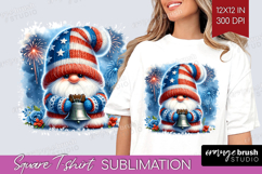 4th Of July Gnome Square Tshirt Background - Patriotic PNG Product Image 1