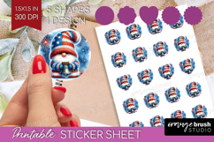 4th Of July Gnome Round Sticker - Patriotic Printable Sheet Product Image 1