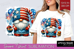 4th Of July Gnome Square Tshirt Background - Patriotic PNG Product Image 1