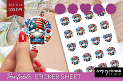 4th Of July Gnome Round Sticker - Patriotic Printable Sheet Product Image 1